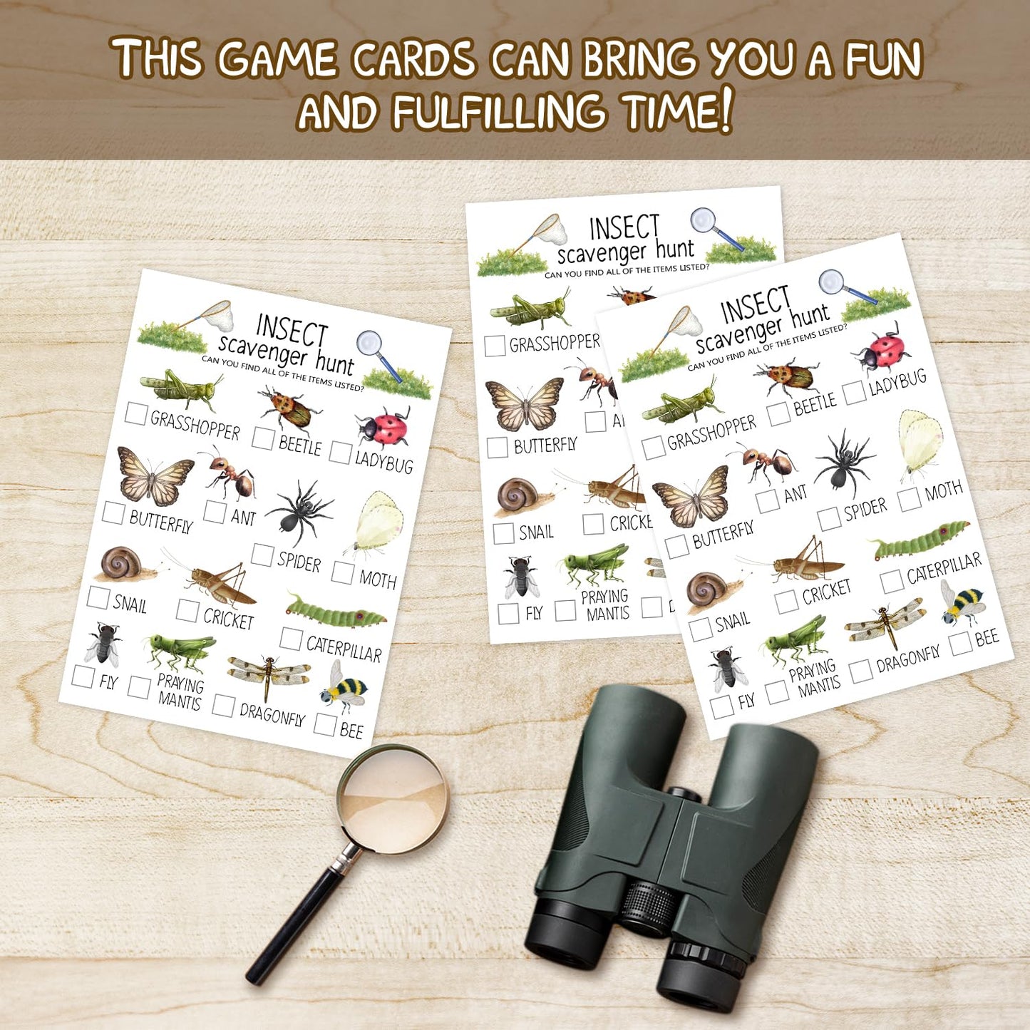 Ltazhyi Insect Scavenger Hunt Cards Set Of 30 Pcs, Nature Treasure Hunt Game For Family Friends, Outdoor Holiday Party Game Find