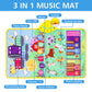 Musical Farm Animals Sounds Piano Mat for Kids, Sensory Educational Learning Toy with Drumset for Toddlers, Interactive Floor To
