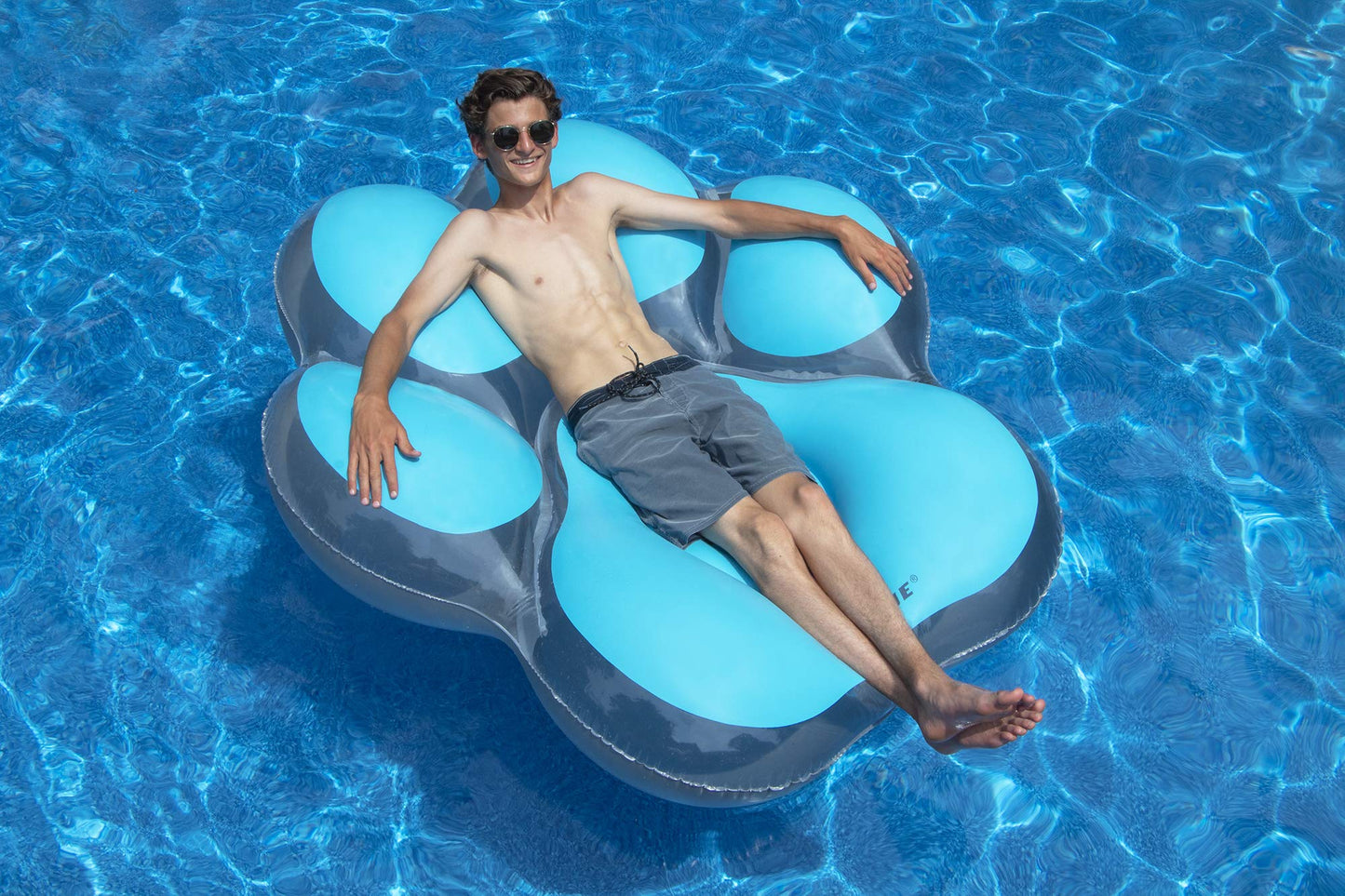 Swimline Inflatable Pawprint Island Pool Float, Blue - 66"/61"/16" Plastic, Model 90746