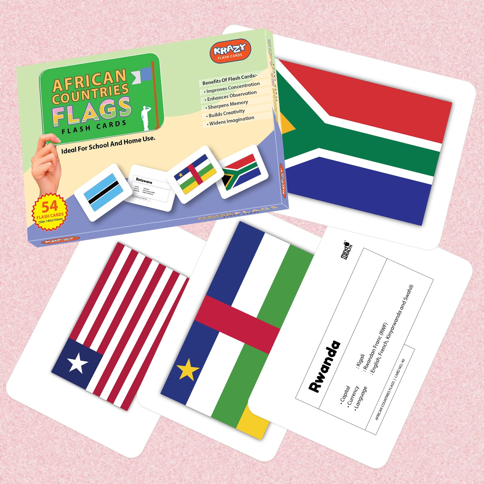 Krazy Early Learning African Flags Flash Cards For Kids | Easy & Fun Way Of Learning 3 Months To 6 Years I 54 Real Image Flash C