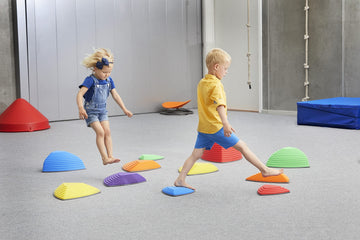 Gonge River Stones - The Original Kids Play Stepping Stones For Balance And Coordination, Non-Slip Bottom, Stackable, For Indoor And Outdoor, Set Of 6 - Vibrant