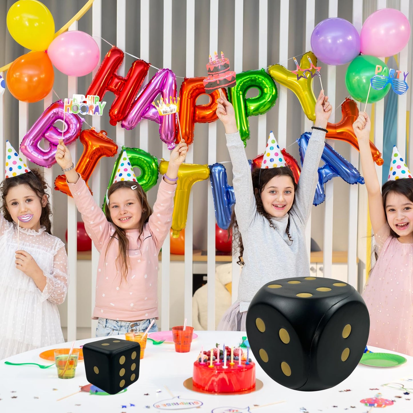 Funnysquee 5.9 Inches Jumbo Foam Dice, A Fun-Filled, Educational Giant Toy For Game Nights And Learning Sessions(Lucky Black)