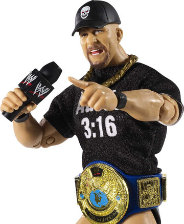Wwe Mattel Ultimate Edition Stone Cold Steve Austin Action Figure, 6-In / 15.24-Cm, With Interchangeable Heads, Swappable Hands & Entrance Gear For Ages 8 Years Old & Up
