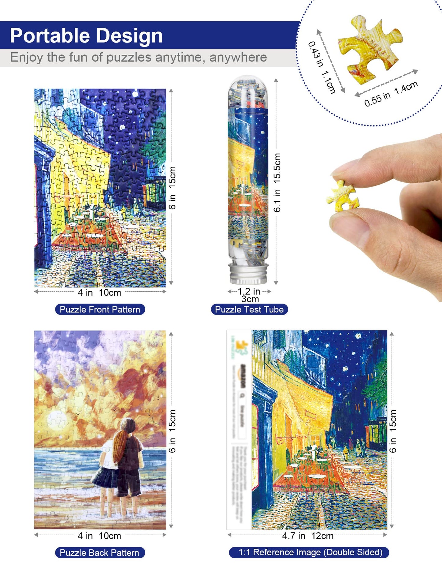 Mini Jigsaw Puzzles For Adults (8 Packs) Double-Sided Puzzle With Reference Blueprint, Micro Puzzle, Comes With Tweezers For Sma
