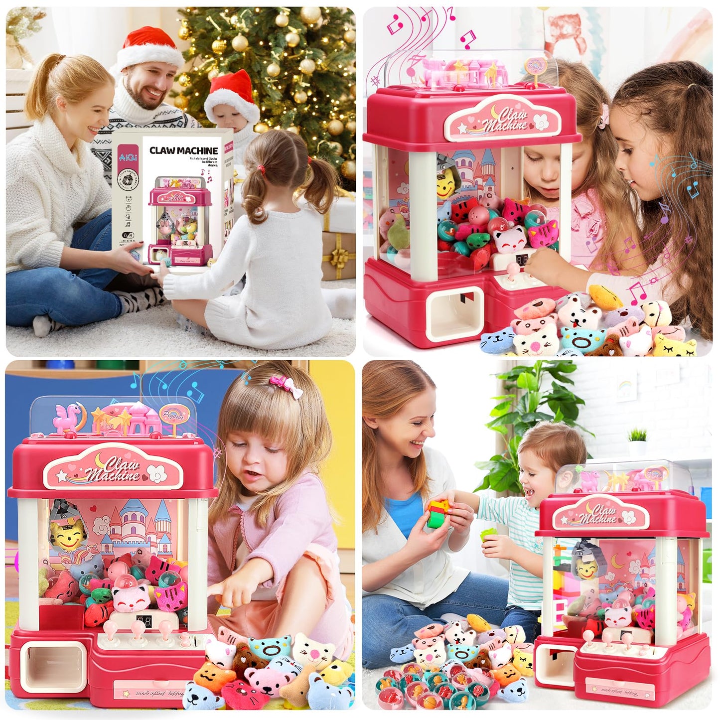 Aiqi Kids Claw Machine, Large Candy Vending Grabber, Prize Dispenser Toys For Girls And Boys, Electronic Claw Game Machine For P