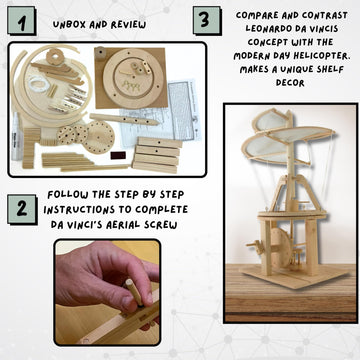 Pathfinders Stem Kit Leonardo Davinci Helicopter Aviation Model Building Kit Educational Toys For Ages 8-13 Engineering Toy For