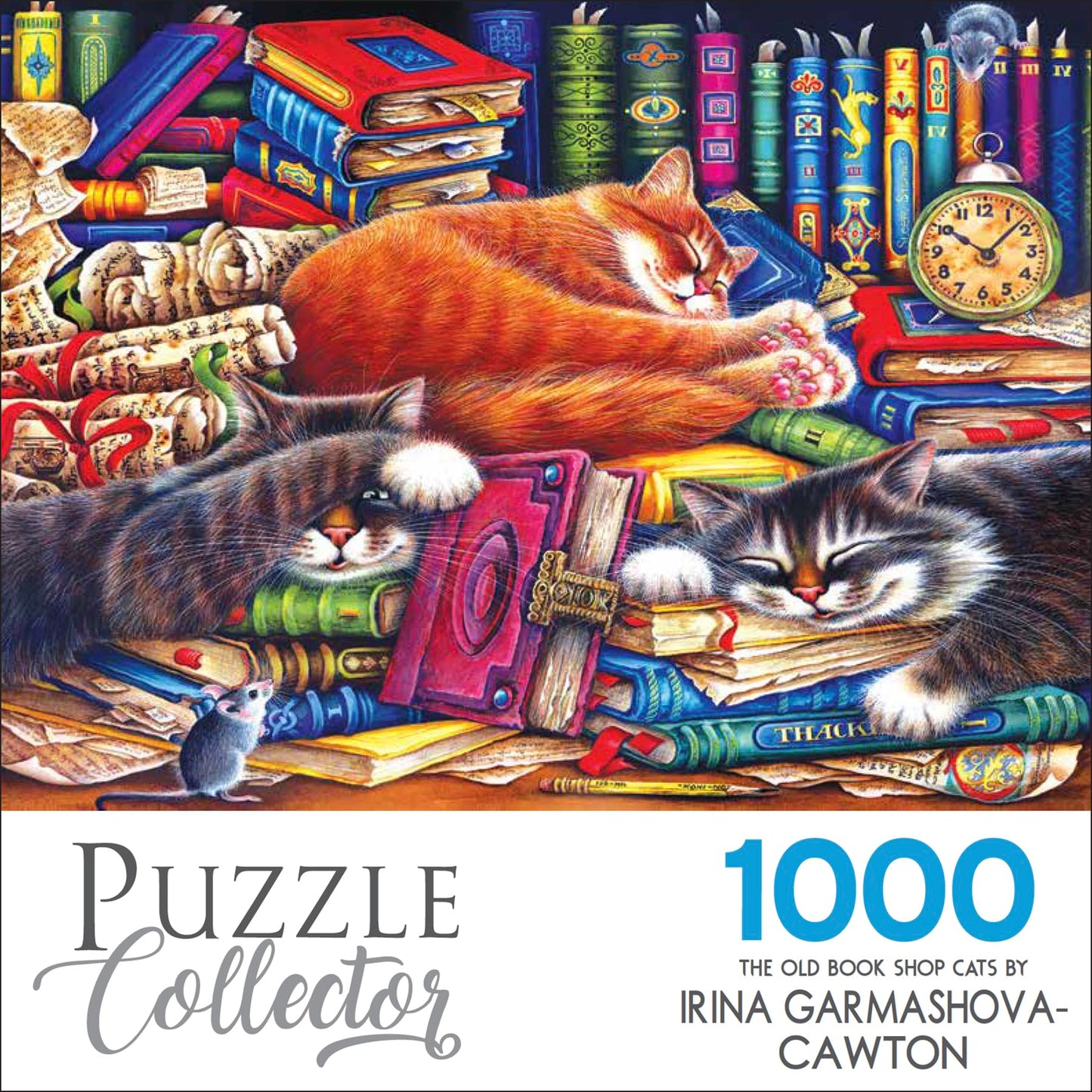 RoseArt 1000 Piece Jigsaw Puzzle - The Old Book Shops Cats - Multi-colored - Model 1600ZZCL - Perfect for Adults