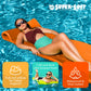 TRC Recreation Splash 1.25 Inch Thick Foam Swimming Pool Float Mat Large mature-themed Lounger with Built-in Roll Pillow  Sunset Orange