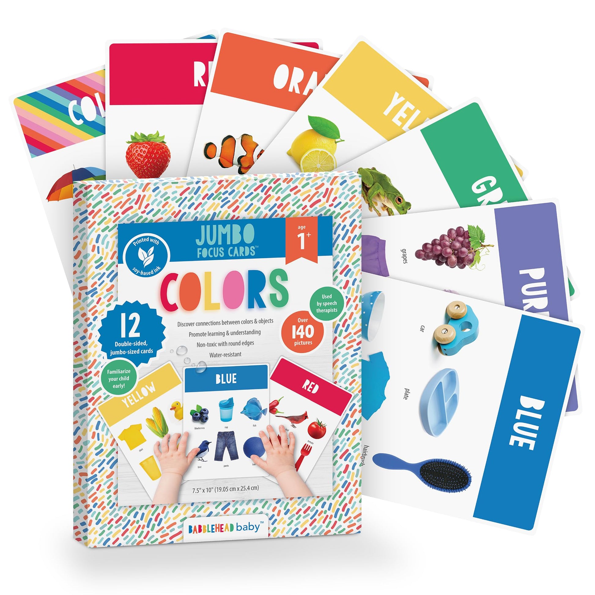 Jumbo Focus Cards 12Ct JumboSized Flash Cards For Toddlers. Colors, Animals, Food & Objects. 7.5 X 10 (19.05 Cm X 25.4 Cm). O