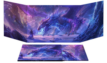 CZYY DM Screen 4-Panel Cardboard Game Master Screen with Erasable & Clear Pockets, Polar Enchantment Artwork Game Master Shield