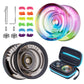 Responsive Yoyo For Kids, K2 Crystal Yoyo Pack Of 2, Dual Purpose Plastic Yoyo Professional With Unresponsive Yoyo Bearing + 12 Yoyo Strings, Yoyo Storage Case, Bearing Removal Tool (Gradient + Black)