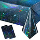 YIDAKO 2Pcs Iridescent Space Tablecloths, Disposable Plastic Blue Galaxy Table Cloth Rectangle Table Covers for Space Starry Nig