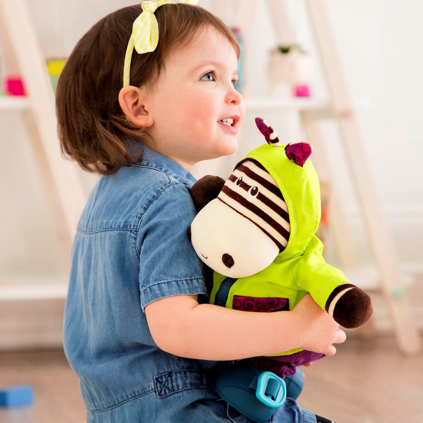 B. Toys - Plush Zebra - Sensory Stuffed Animal - Interactive Plush Toy - Plush Toys For Toddlers, Kids - 2 Years + - Giggly Zipp