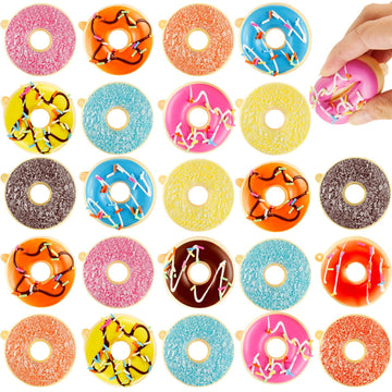 Lewtemi 24 Pcs Donut Balls Stress Squeeze Rainbow Donut Party Favors Stress Relief Donuts 12 Colors Decorations Donut Toys For Party Decoration Donut Theme Party Supplies