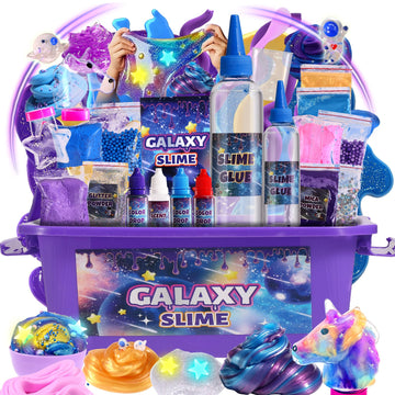 Mini Galaxy Slime Kit, With Glow In The Dark Stickers,Making Butter Slime, Dark Powder To Make Glitter & Galactic Slime, Stress Relief Toys, Party Favors For Kids, For Girls Boys 6 7 8 9 10 11 12