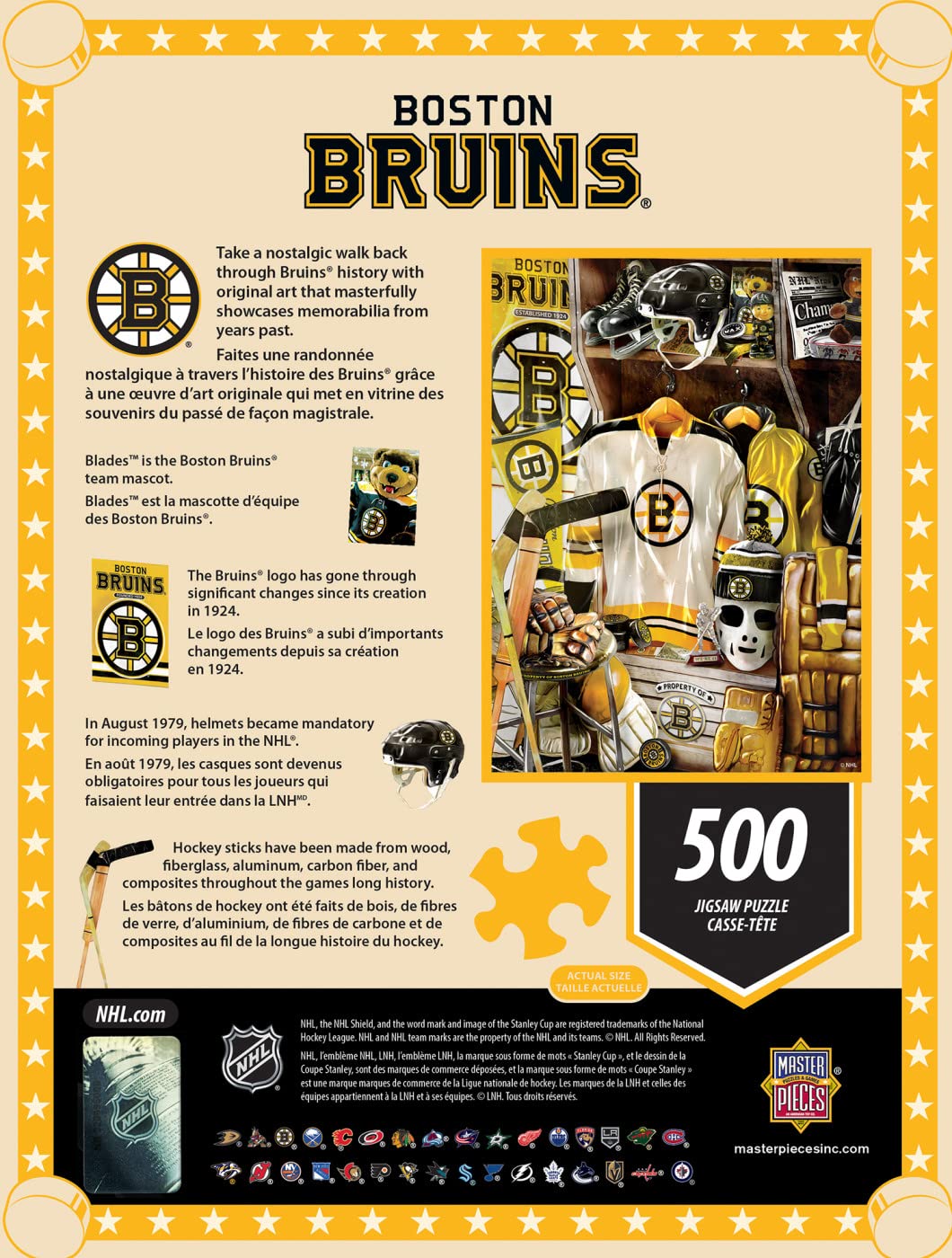 Masterpieces Game Day 500 Piece Jigsaw Puzzle For Adults - Nhl Boston Bruins Locker Room - 15'X21'