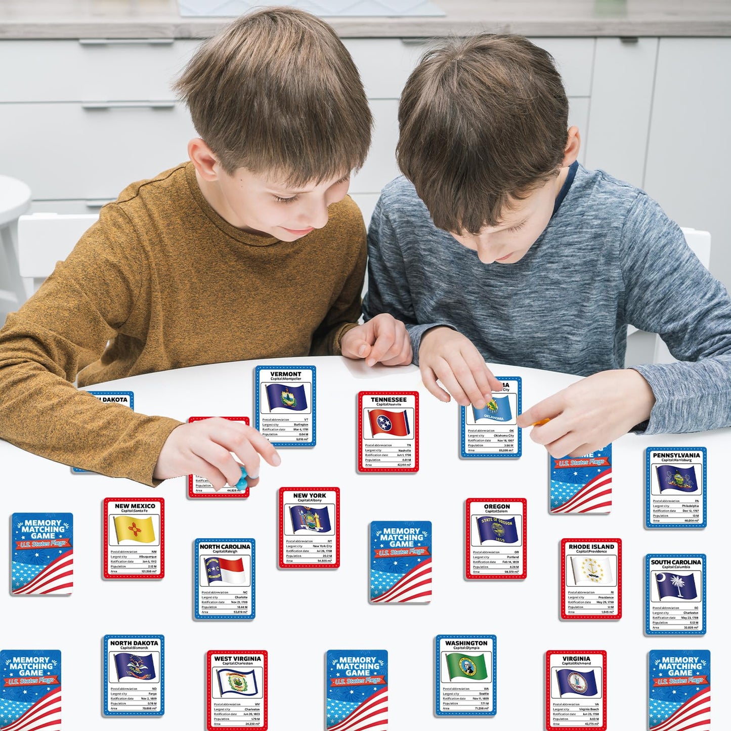 gisgfim 50 Pairs Memory Matching Game Flags of U.S. States Concentration Memory Card Educational Cards Games Geography Learn Sta