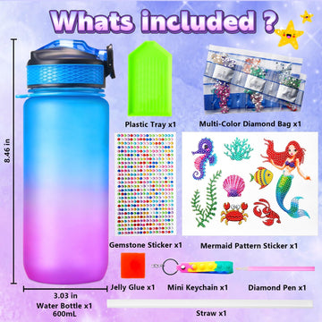 Meijoy Decorate Your Own Water Bottle Kits For Girls - Kids Water Bottle Birthday Gifts For 4 5 6 7 8-12 Year Old Girl Diy Unicorn Birthday Decorations Arts And Crafts For Kids (Mermaid)
