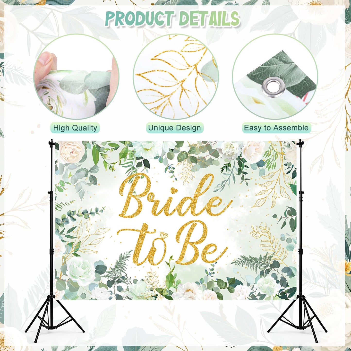 Bridal Shower Decorations, Sage Green Bachelorette Party Decorations Bride to Be Banner Backdrop Sash Veil Confetti Foil Balloon