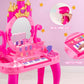 Vanity Makeup Table Toy With Adjustable Mirror, Comfortable Seat, Electronic Organ, Lights, And Music For Little Girls - Spark I
