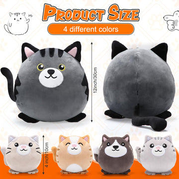 Namalu 5 Pcs Cat With Kitten Stuffed Animals Bulk, 12 Inch Large Black And Grey Cat Pillow Plush With 4 Kittens Inside Cute Plus