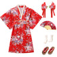 Cutey May Japanese Traditional Dress For Girls Costume Kimono For Kids Set (Red, 8-9Years(140Cm))