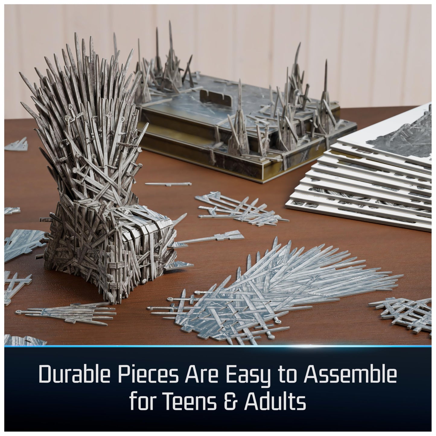 4D Build  Game of Thrones Iron Throne 3D Model Kit 219 Pcs  Desk D?cor mature-themed Puzzles for Fantasy Book GOT Fans  3D Puzzles for mature-themeds & Teens 12+