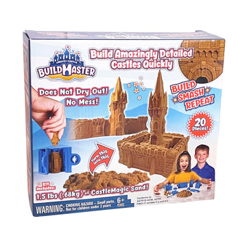 Create A Castle Indoor Sandcastle Play Sand Kit, 1.5 Lbs Sensory Play Sand, Buildmaster Starter Reusable Castle Magic Sand Toy Set For Kids, 20 Pieces And Playmat, For Kids 6+