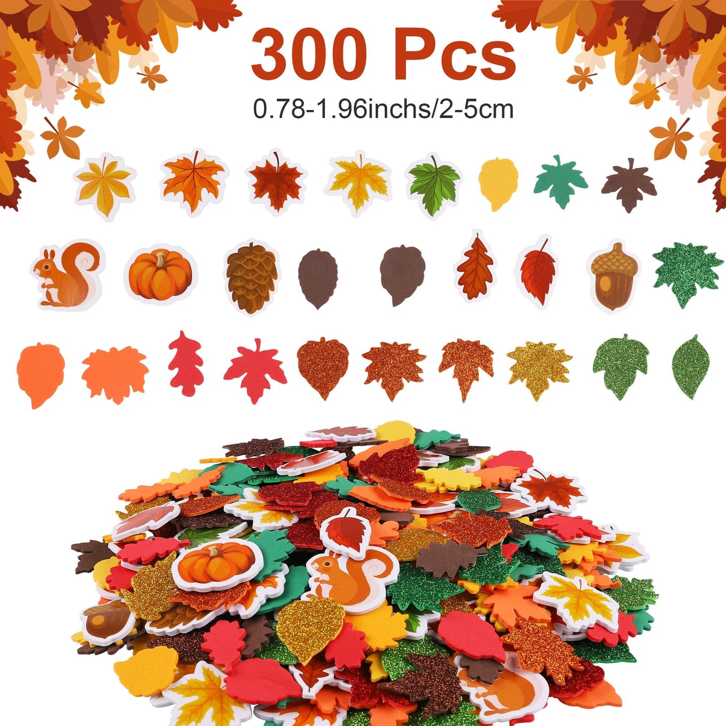 Fovths 24 Packs Fall Foam Picture Frame Kits Thanksgiving DIY Frame Crafts Fall Leaf Picture Craft Autumn Theme Picture Frames w