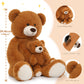 Muiteiur Giant 40' Teddy Bear - Cute Brown Stuffed Mom & Baby Bear Plush Toy - Great For Kids, Baby Showers, Christmas, Valentine'S Day Parties