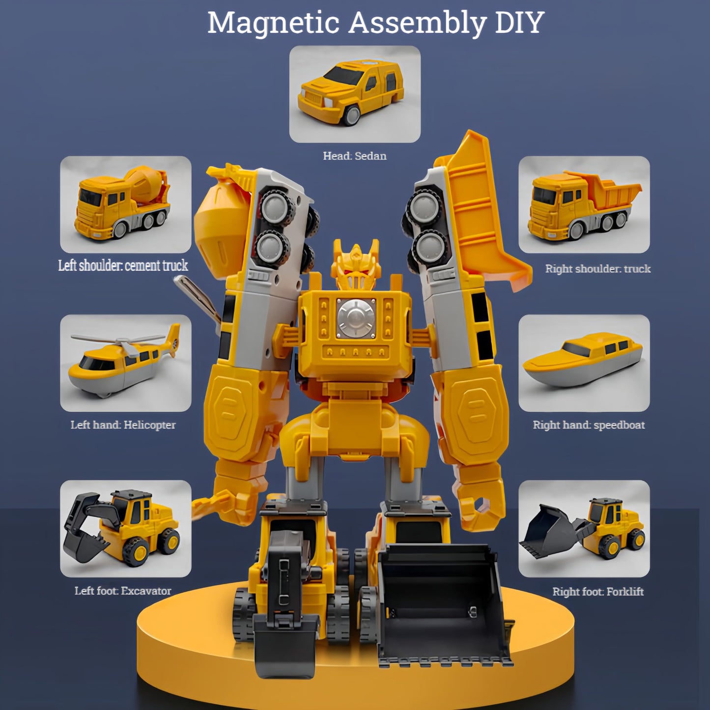 Kkpot Magnetic Transform Engineering Car Assembled Toys With Storage Box, Magnetic Cars And Trucks For Kids, Magnetic Blocks For