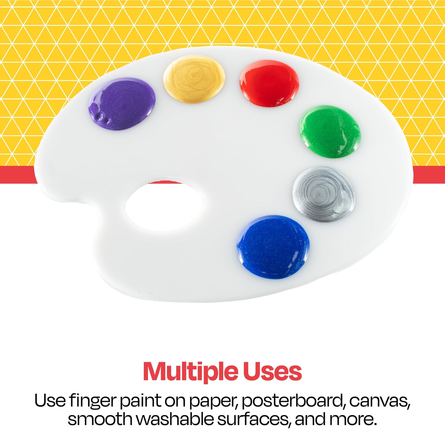 School Smart Washable Finger Paints, Assorted Glitter Colors, Pint Set of 6