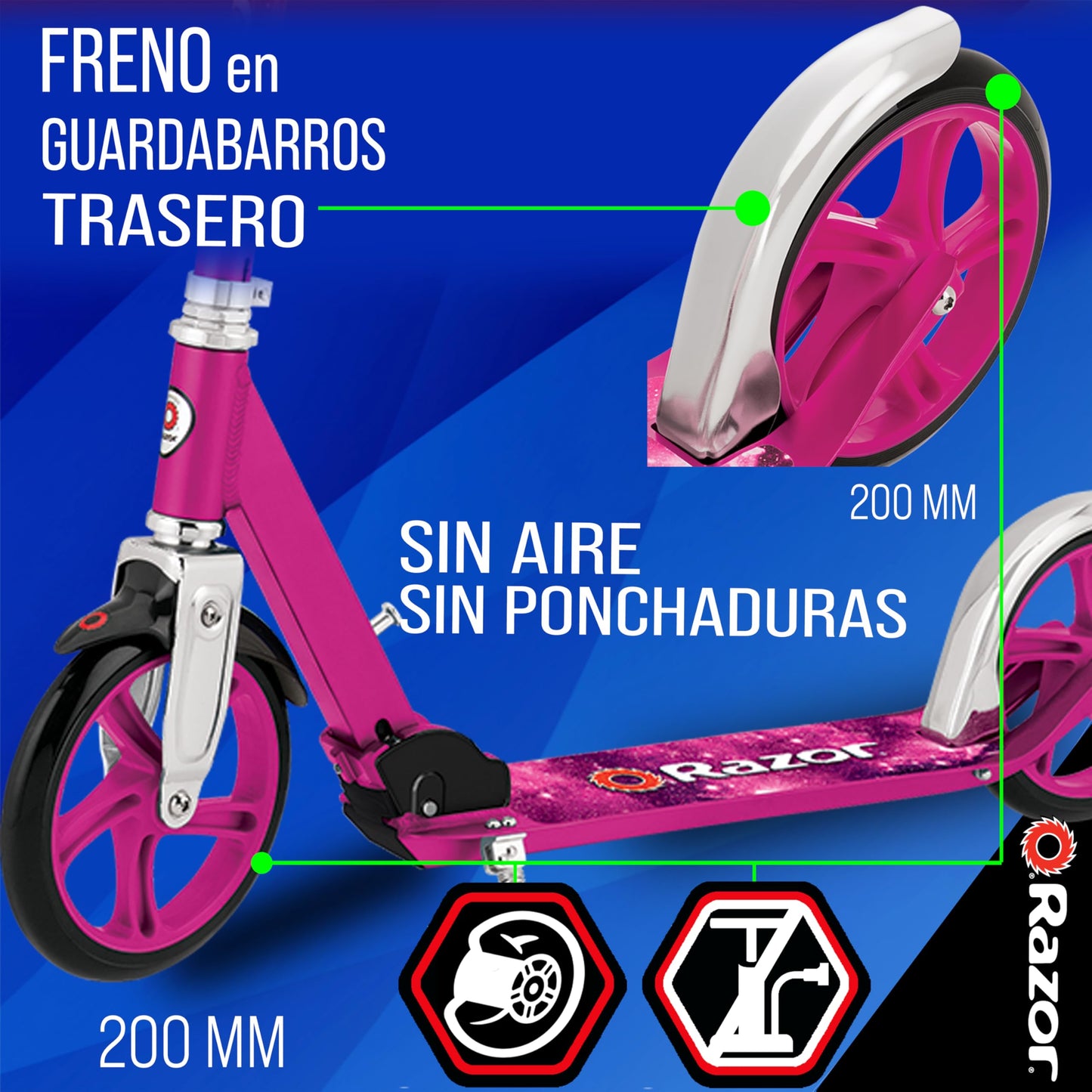 Razor A5 LUX Kick Scooter - Pink - 38.6 Inch - Lightweight & Durable - Model 13013262