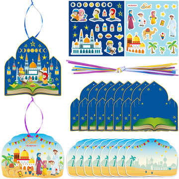 Eid Mubarak Craft Kits Kids Mosque Scene Stickers Muslim Eid Ramadan Sticker Bulk Gift Hanging Ornament Decoration for Al Fitr P