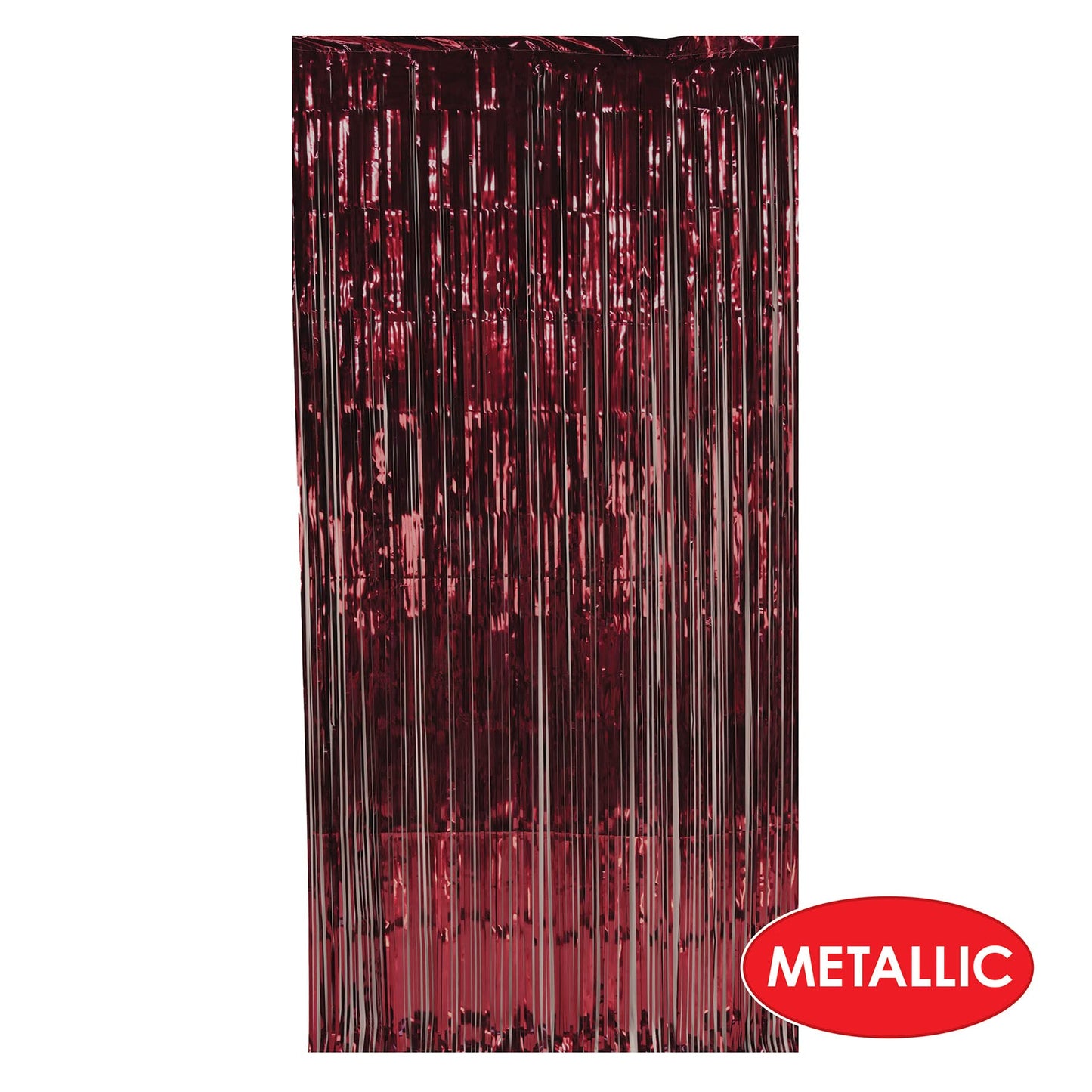 Beistle Tinsel Foil Fringe Curtain 8' x 3' - Photo Booth Backdrop for Birthday, Wedding, Baby Shower, Graduation - Model 55410-BU