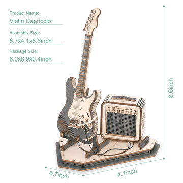 Rowood 3D Puzzles For Adults, Diy Wooden Model Kit For Adults To Build, Stem Electric Guitar Desk Toy Project For Kids, Birthday