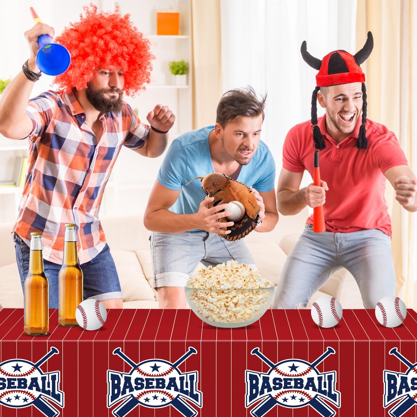 Mixweer Baseball Plastic Tablecloth Baseball Party Disposable Table Cover Baseball Party Supplies Plastic Baseball Theme Table C