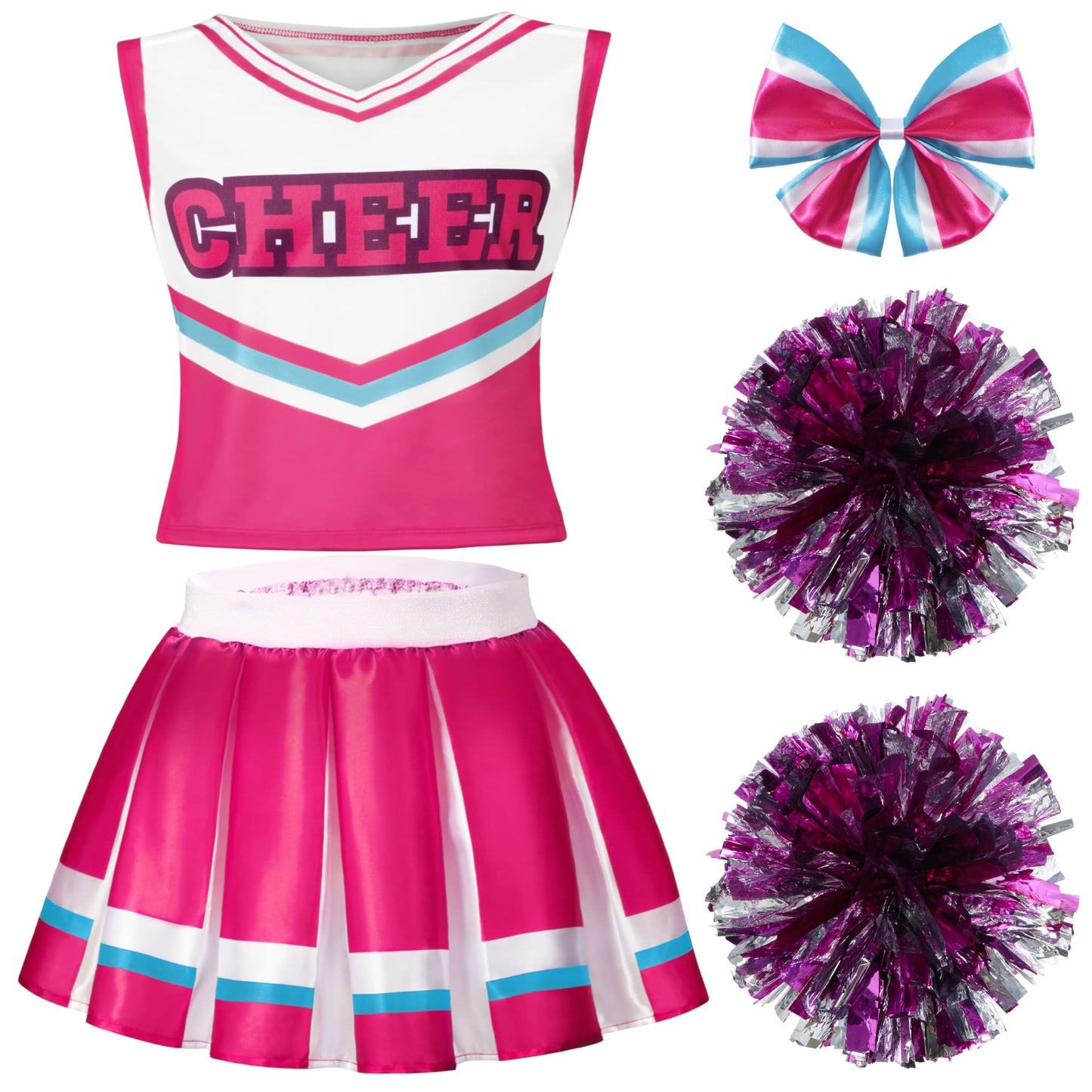 Spooktacular Creations Halloween Girl Cheerleader Outfit  Pink Zombies Cheerleader Costume for Girls Set for Halloween Dress-Up  High School Themed Party (X-Large  12-14 yrs)
