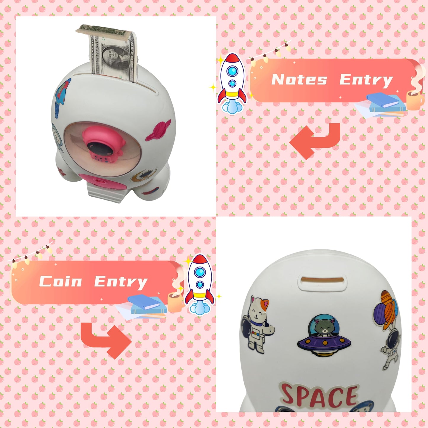 Rocket Ship Piggy Bank For Girls Money Safe Astronaut Piggy Banks For Kids Cash Coin Can Atm Bank For Boys With Key Astronaut St
