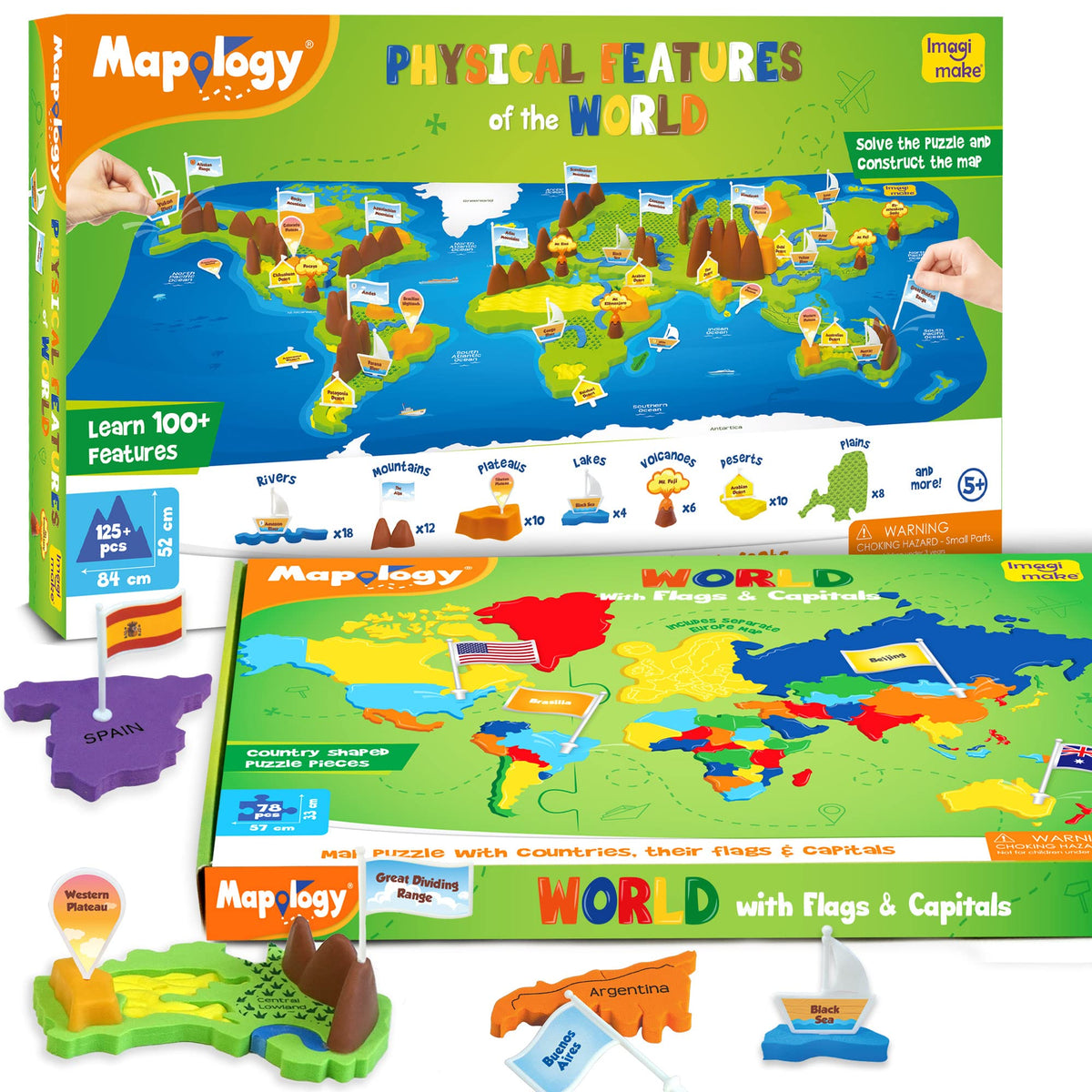 Imagimake Mapology  Political & Physical World Map Puzzle, Learn World Map Puzzle with Flags & Capitals, Educational Toy  Puzz