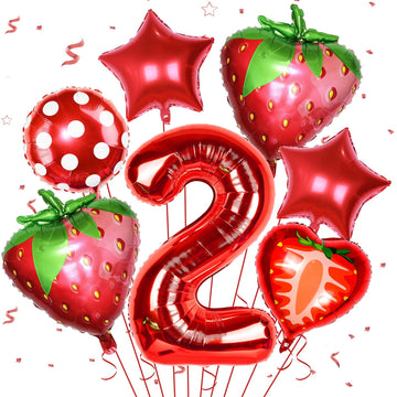 Berry 2Nd Birthday Party Supplies,Berry 2Nd Birthday Balloon For Strawberry 2Nd Birthday Decorations Strawberry Foil Balloons Birthday Party Decorations For Girls