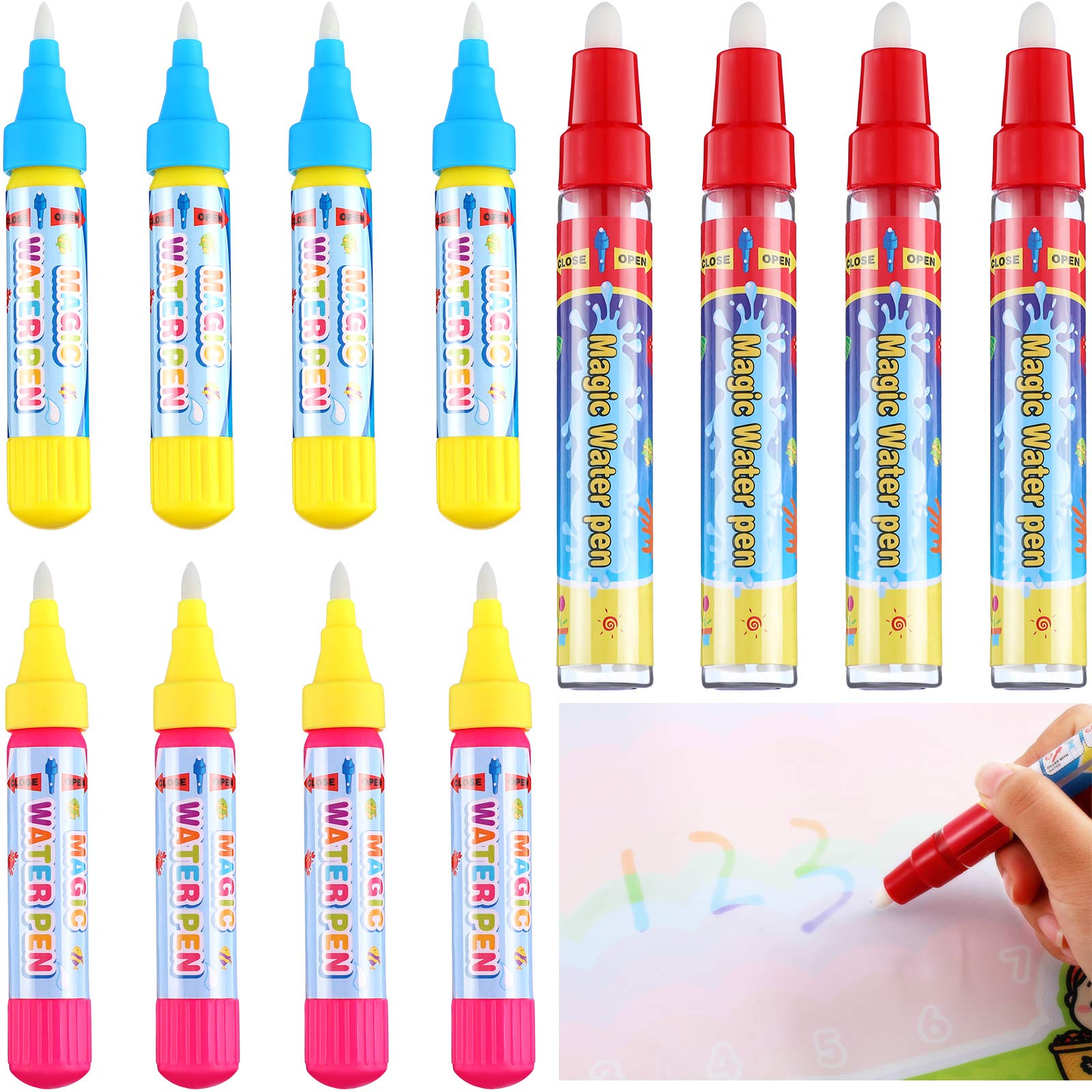 Outus 12 Pcs Water Drawing Doodle Pens, Replacement Water Markers Pens for Book Toddlers Kids Doodle Mat