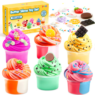 Joyin 6 Pack Butter Slime - Soft, Non-Sticky, Mess-Free, Stress Relief Slime Toys For Kids Classroom Reward, Boys And Girls Birt