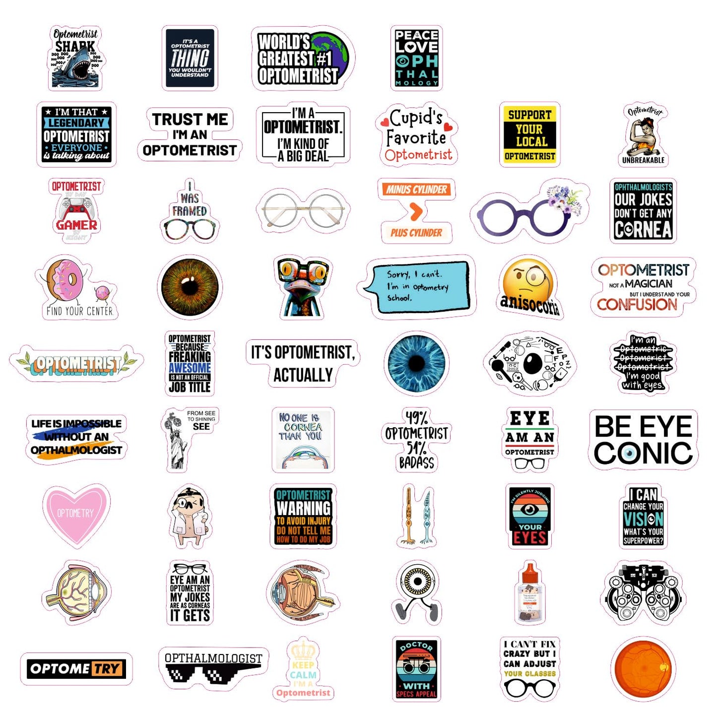 Bulbacraft 100Pcs Funny Eye Doctor Stickers, Optometrist Stickers, Funny Optometry Gifts For Women, Ophthalmology Gifts, Eye Doc