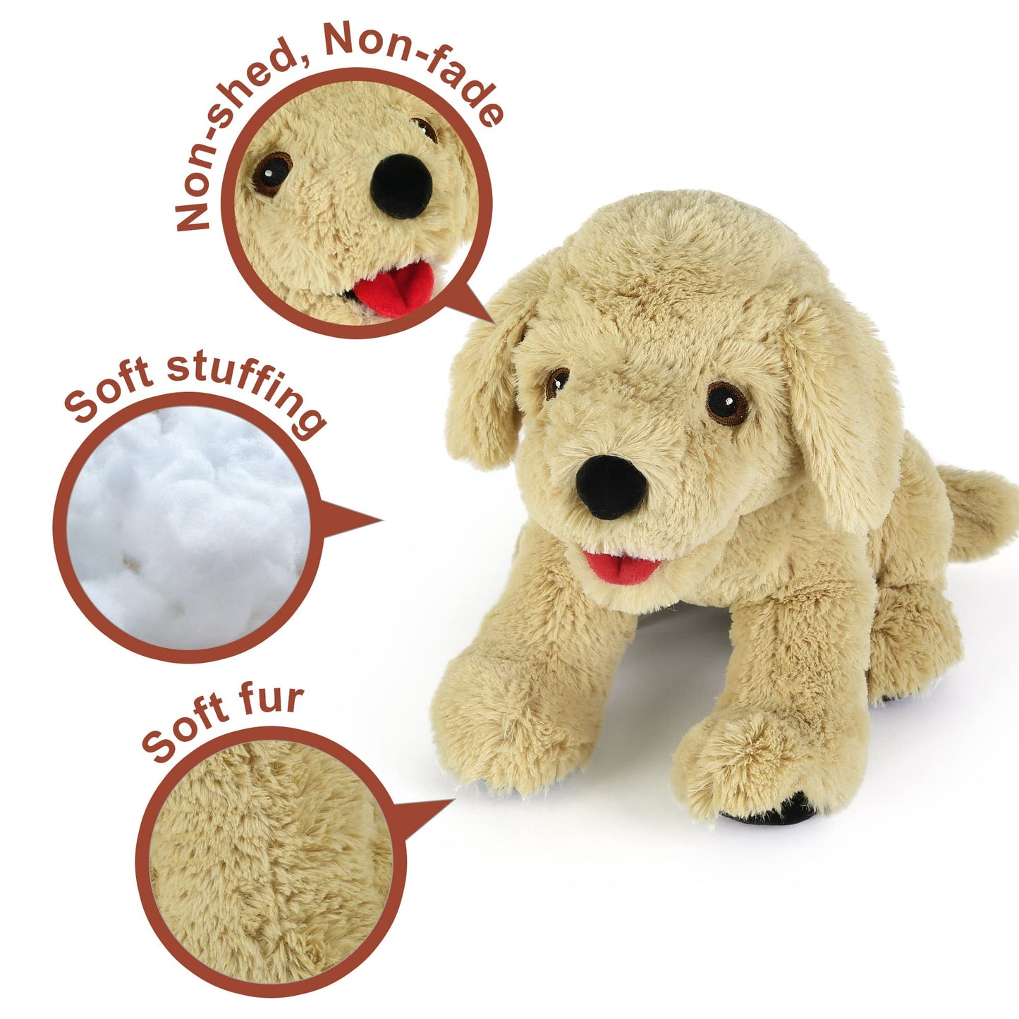 LotFancy Dog Stuffed Animals, 12 inch Cuddly Golden Retriever Stuffed Animals, Sitting Puppy Dog Plush Toy, Birthday Gift for Ki