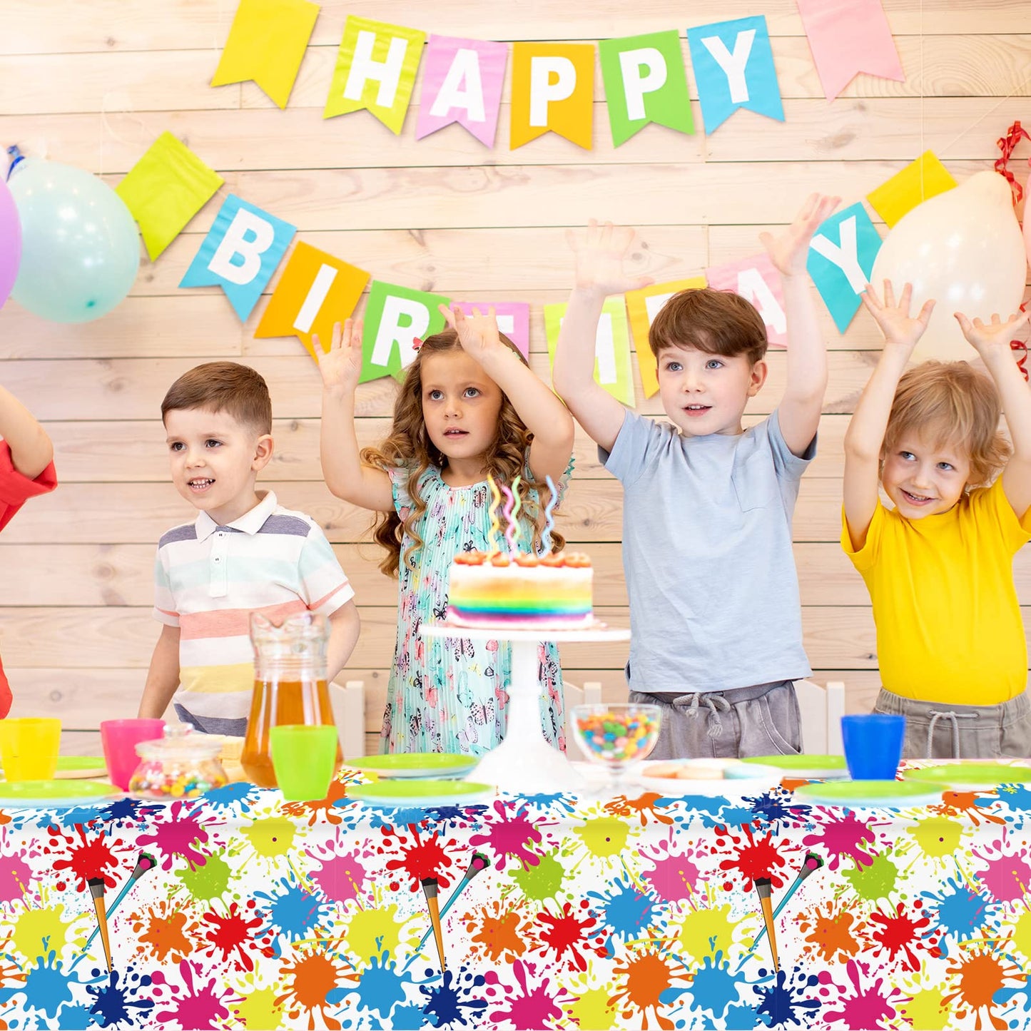 gisgfim 3 Pcs Art Paint Tablecloth Party Supplies Art Theme Birthday Party Decorations Creative Artist Painting Party Table Cove