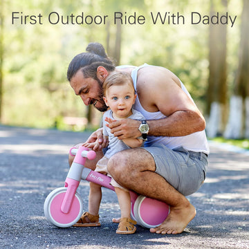 LOL-FUN Baby Balance Bike 1 Year Old Toy, Gifts for One Year Old Girl and Boys, Baby Toys 12-18 Months Birthday Gifts Pink