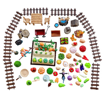 Anrher 85pcs Miniature Vegetable Garden Crops Pretend Play Toys DIY Farm Decoration Sets