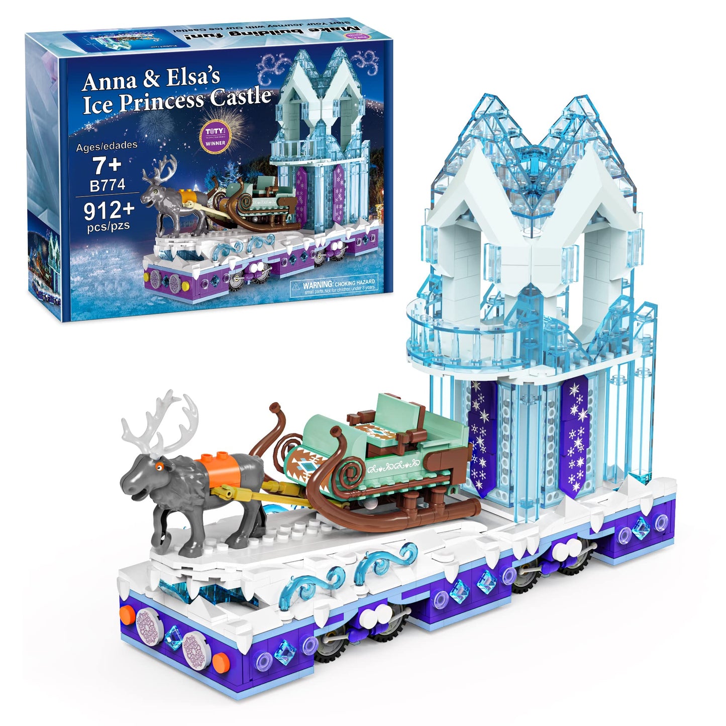 Under The Baubles Educiro Ice Princess Castle With Reindeer Sven Moveable Toy Building Set For Kids, Girls, And Boys Ages 8-12,(912 Pieces) Anna-Elsa'S Toys Gift Ideas