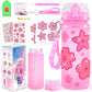 ASIOWELY Decorate Your Own Water Bottle Kits for Girls Age 4-12, Pink Flower Diamond Painting Art and Crafts for Boys Age 4-6-8-